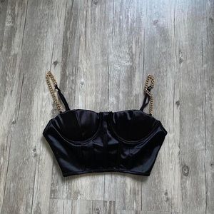 sweetheart cropped satin bustier top